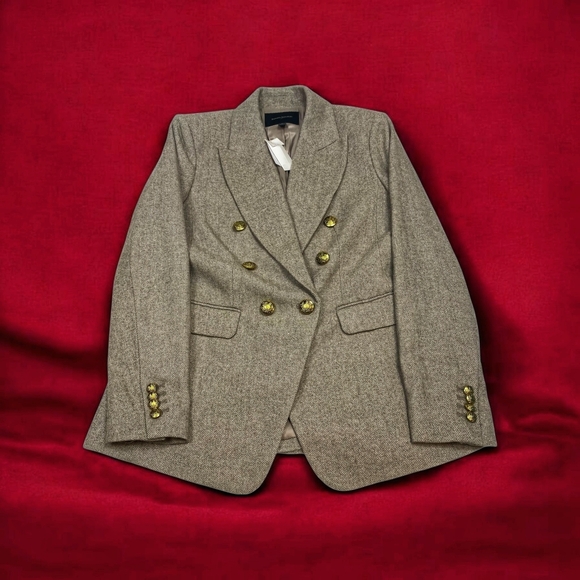 Women's Banana Republic Herringbone Icon Cream Blazer with Gold Buttons Size 8 - Picture 4 of 17